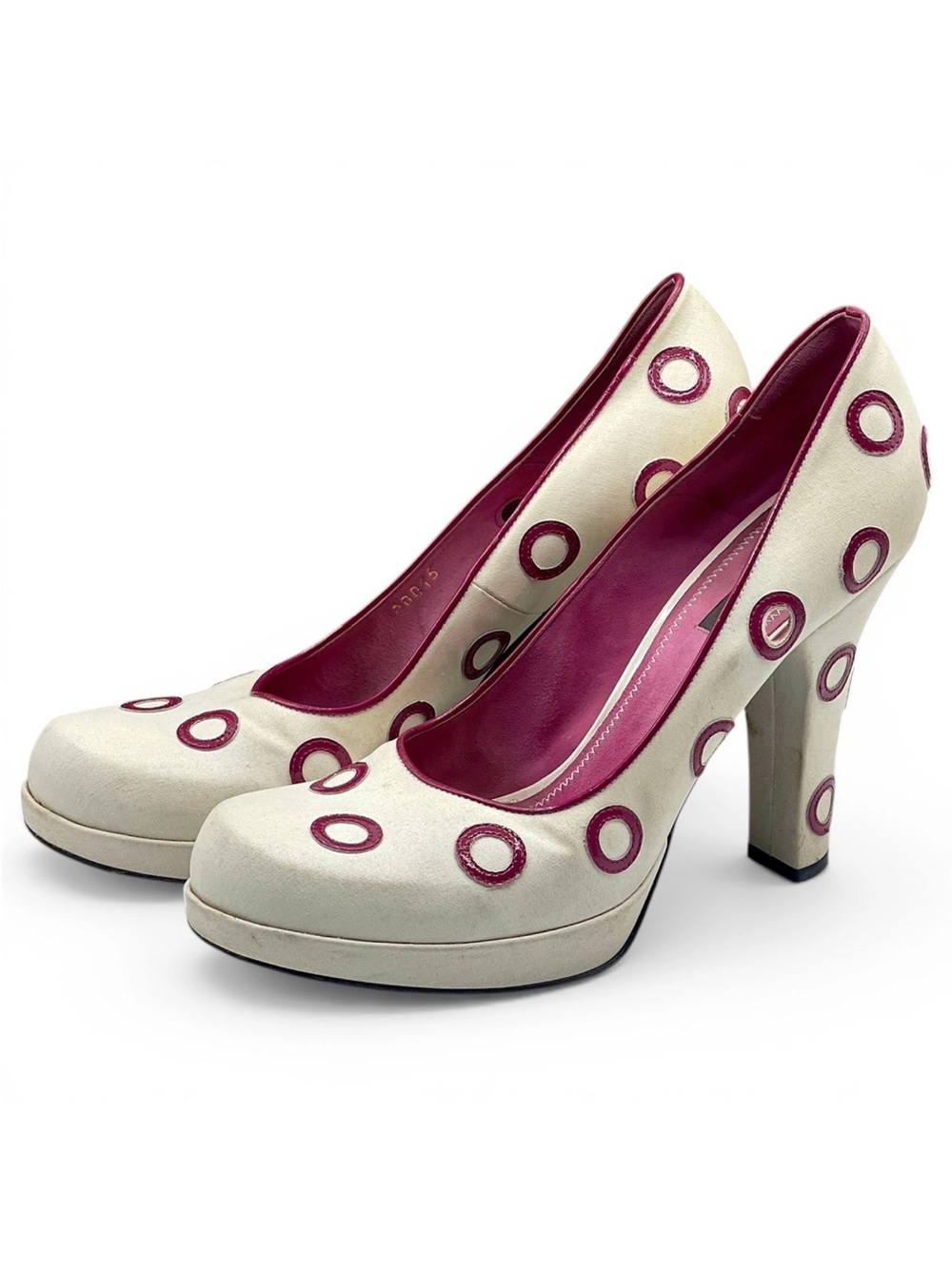 Louis Vuitton Burgundy Fabric Linen Heels Polka Dot Pumps Limited Edition Shoes